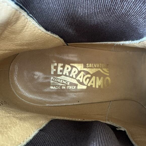 Salvatore Ferragamo Italy Brown Leather Buckle Pointed Toe Heeled Short Boot 7.5 - Picture 5 of 8